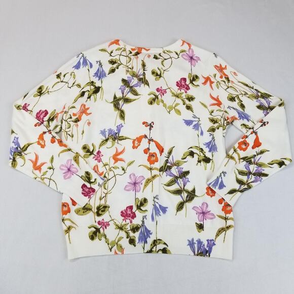 Lands' End Cardigan Sweater Womens Large Candy Botanical Supima Cotton Floral - Picture 3 of 10